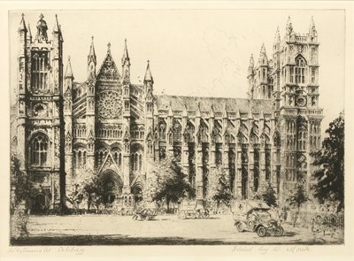 Lot 80 - William Monk (1863-1937) 'Westminster Abbey',...