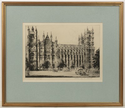 Lot 80 - William Monk (1863-1937) 'Westminster Abbey',...