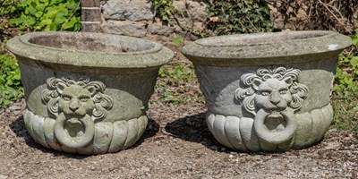 Lot 1233 - A pair of cast reconstituted stone garden urns