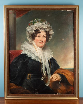 Lot 415 - 19th century English school, half length portrait of a lady