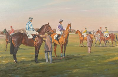 Lot 256 - Peter A Smith (b.1946) 'Final touches before the race'