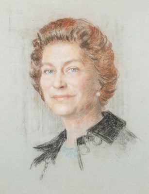 Lot 294 - Bernard Hailstone (British, b.1910-d.1987), a preparatory portrait sketch of Queen Elizabeth II