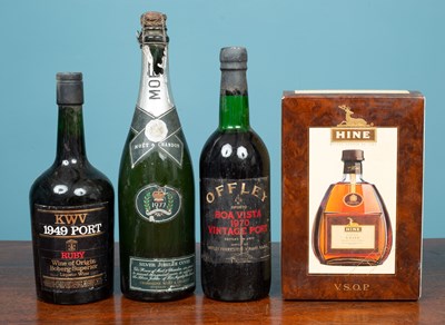 Lot 1019 - Offley Boa Vista 1970 Vintage Port; Hine Rare VSOP Cognac, etc.