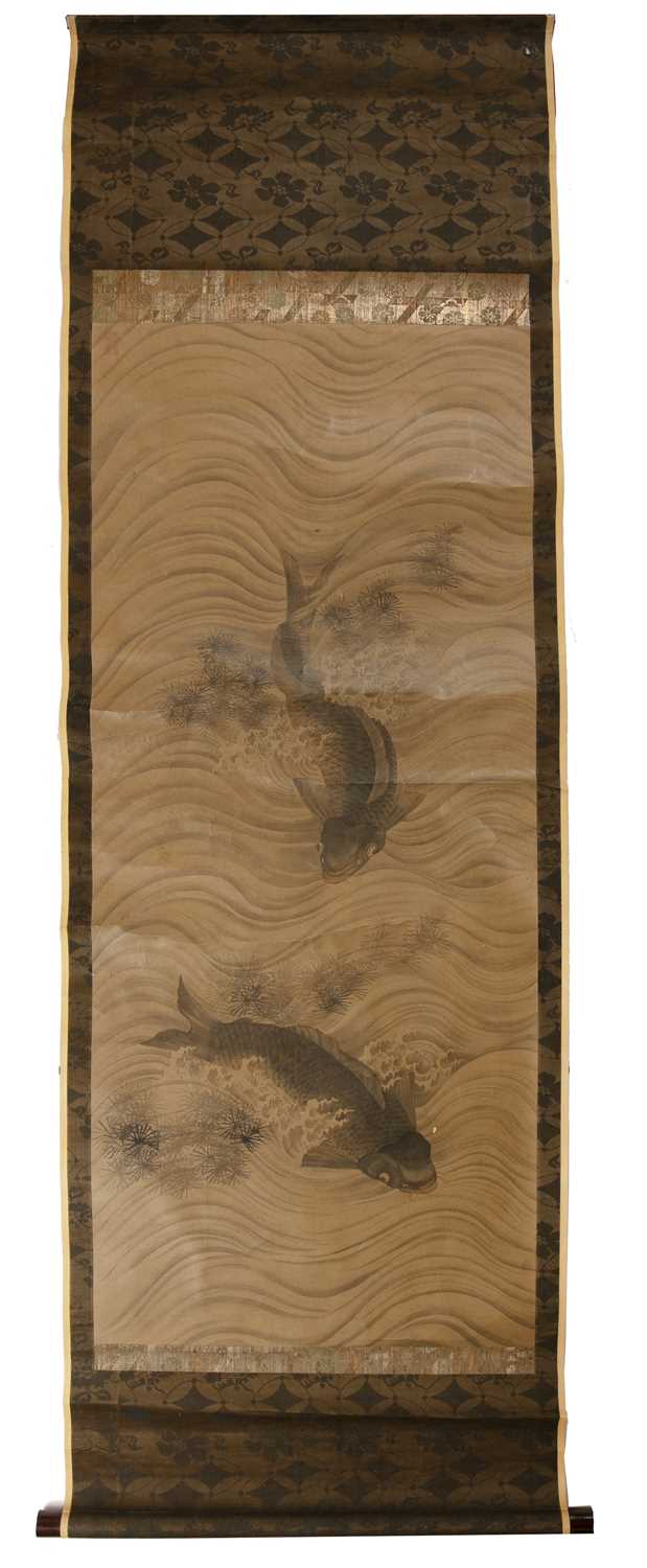 Lot 485 - Scroll watercolour painting Japanese, 19th...