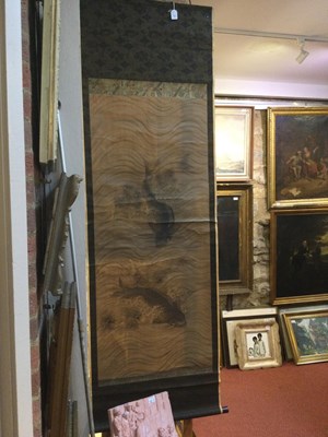 Lot 485 - Scroll watercolour painting Japanese, 19th...