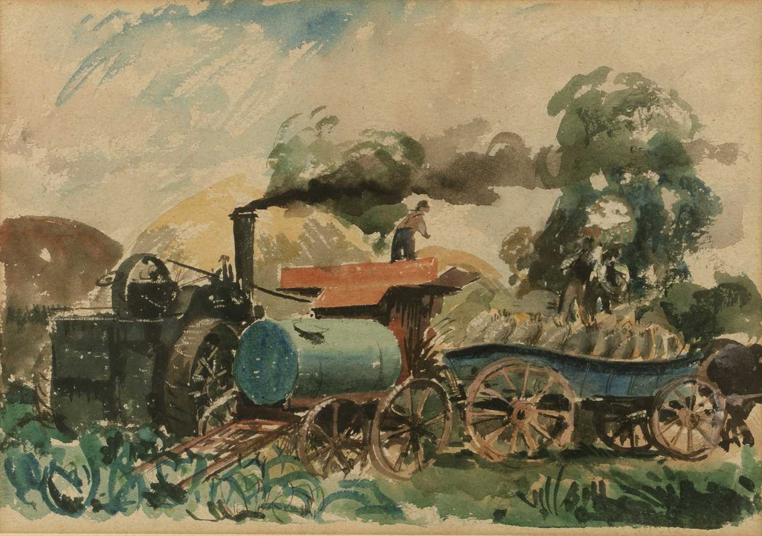 Lot 493 - William Dring (1904-1990) The Threshing...