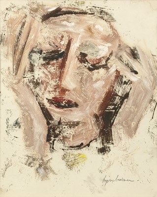 Lot 499 - Lynn Bulner (?) Face study, signed, oil on...