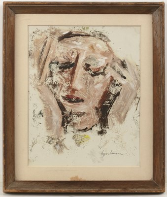 Lot 499 - Lynn Bulner (?) Face study, signed, oil on...