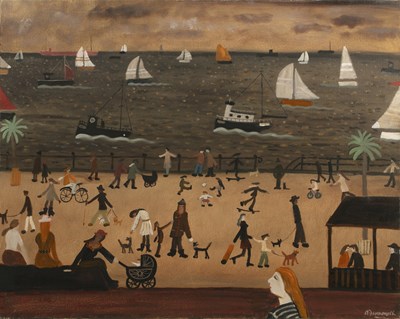 Lot 512 - Alan Furneaux (b. 1953) A busy promenade,...