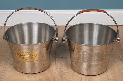 Lot 516 - A pair of Laurent-Perrier Champagne steel ice buckets