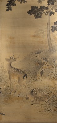 Lot 319 - Silk painted panel Chinese, 19th Century...