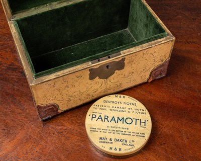 Lot 93 - A Victorian coromandel tea caddy; together with a late 19th century painted velum casket