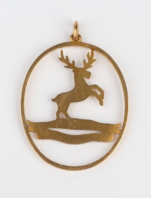 Lot 16 - A regimental pendant, depicting a rearing stag...