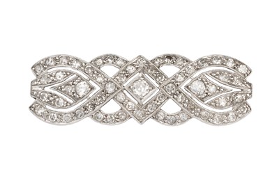 Lot 191 - A diamond panel brooch, the pierced and...