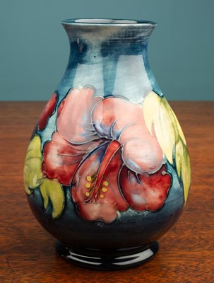 Lot 5 - A small Moorcroft hibiscus pattern ovoid vase