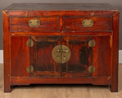 Lot 209 - A Chinese hardwood side cupboard