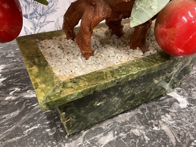 Lot 276 - A pair of Chinese decorative hardstone models of bonsai trees