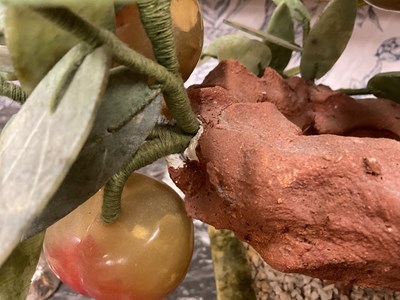 Lot 276 - A pair of Chinese decorative hardstone models of bonsai trees