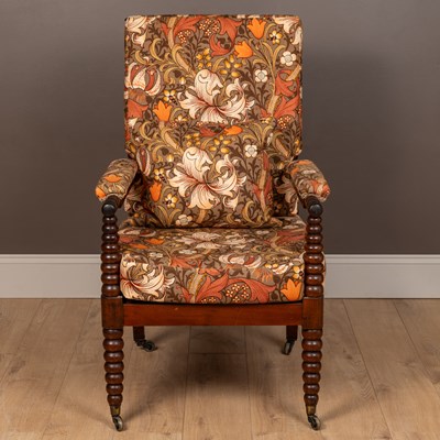 Lot 125 - A Victorian bobbin framed open armchair