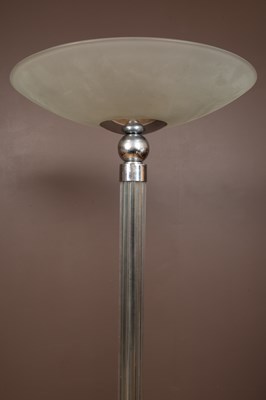 Lot 428 - A pair of glass and chrome uplighters