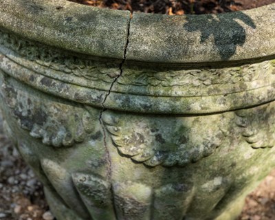 Lot 166 - Two pairs of garden planters and two cast reconstituted stone troughs