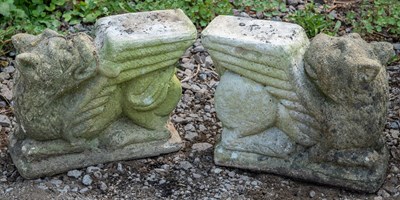 Lot 166 - Two pairs of garden planters and two cast reconstituted stone troughs
