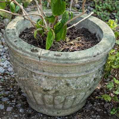Lot 166 - Two pairs of garden planters and two cast reconstituted stone troughs