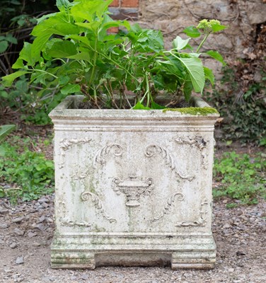 Lot 1211 - A cast reconstituted stone square planter