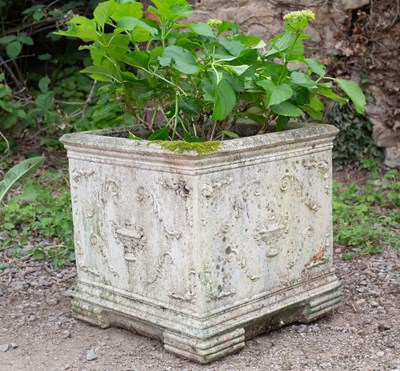 Lot 1211 - A cast reconstituted stone square planter