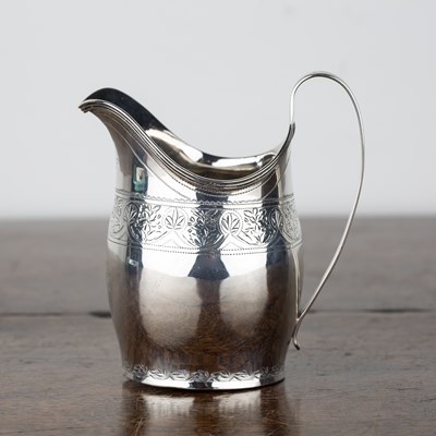 Lot 434 - George III silver cream jug With bright cut...