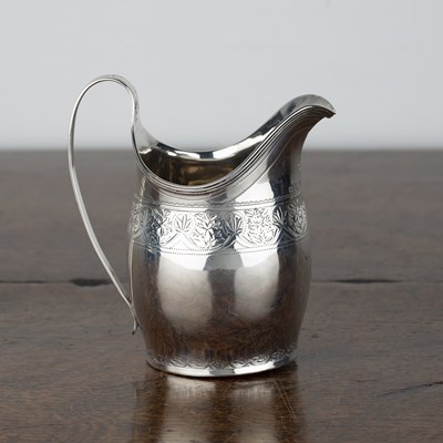 Lot 434 - George III silver cream jug With bright cut...