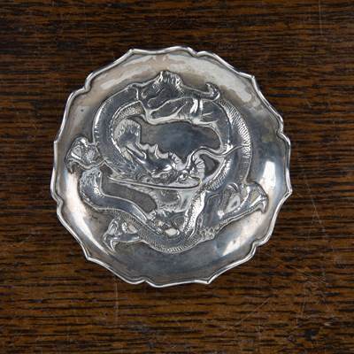 Lot 435 - Wang Hing white metal/silver small pin dish...