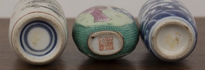 Lot 272 - Three porcelain snuff bottles Chinese to...