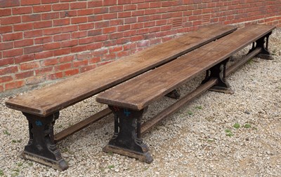 Lot 467 - A pair of 19th century oak long benches