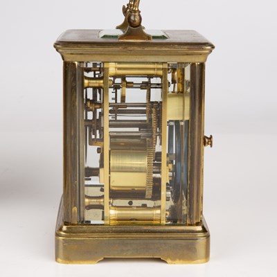 Lot 96 - A French brass carriage clock with an...