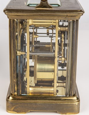 Lot 96 - A French brass carriage clock with an...