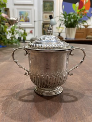 Lot 438 - George V silver porringer with cover Of...