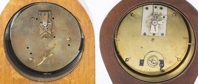 Lot 51 - Two Edwardian inlaid mantel clocks One an oak...
