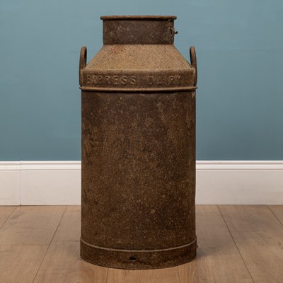 Lot 1197 - An antique iron 'Express Dairy' milk churn