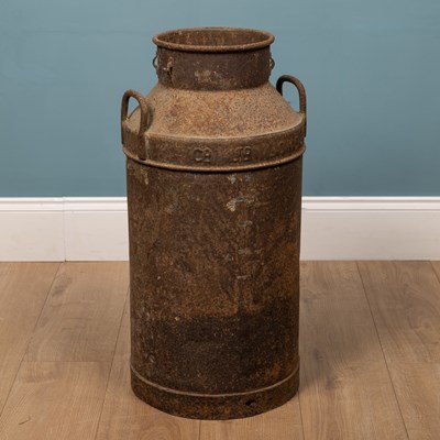 Lot 1197 - An antique iron 'Express Dairy' milk churn