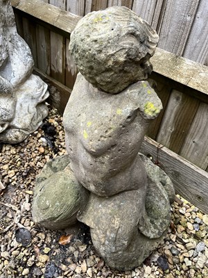 Lot 1296 - An antique carved stone fountain in the form of Triton