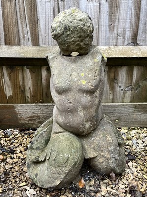 Lot 1296 - An antique carved stone fountain in the form of Triton