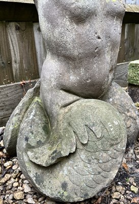 Lot 1296 - An antique carved stone fountain in the form of Triton