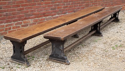 Lot 465 - A pair of 19th century oak long benches