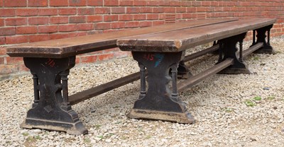 Lot 466 - A pair of 19th century oak long benches