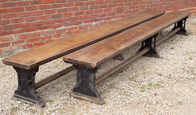 Lot 466 - A pair of 19th century oak long benches