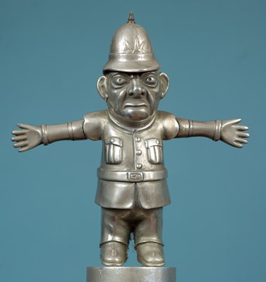 Lot 194 - A 20th century chrome plated automaton, colonial policeman car mascot