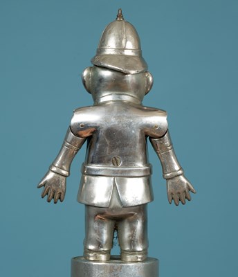 Lot 194 - A 20th century chrome plated automaton, colonial policeman car mascot