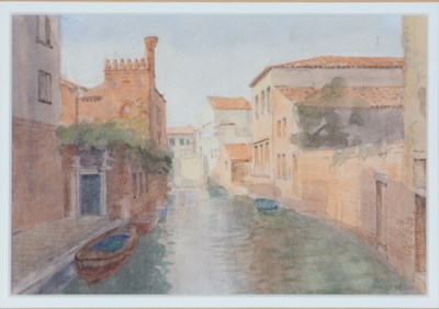 Lot 437 - Gerald Norden (1912-2000) Venetian backwater,...