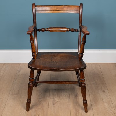 Lot 393 - An antique ash and elm Oxford pattern armchair